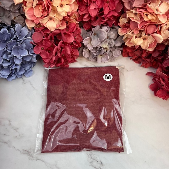 Raspberry Round Neck Long Sleeve Ribbed Tee - Picture 15 of 16